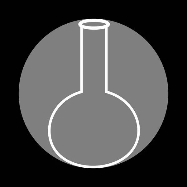 Tubo. Sinal de vidro de laboratório. Ícone branco no círculo cinza no preto — Vetor de Stock