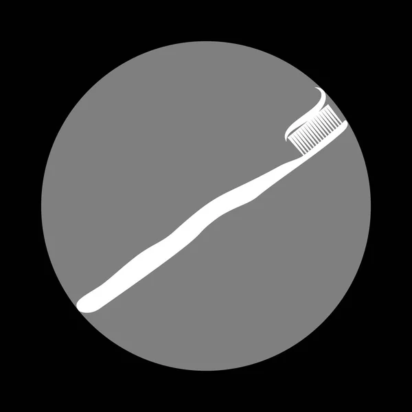 Zahnbürste mit aufgetragener Zahnpasta. weißes Symbol in grau c — Stockvektor