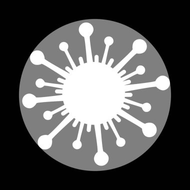 Virüs işareti illüstrasyon. Siyah arka gri daire içinde beyaz simgesi