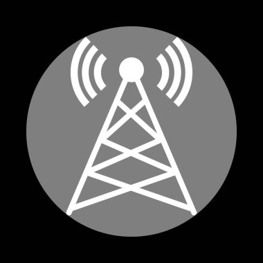 Anten işareti illüstrasyon. Siyah ba, gri daire içinde beyaz simgesi