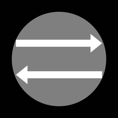 Ok basit kayıt. Siyah arka plan, gri daire içinde beyaz simgesi