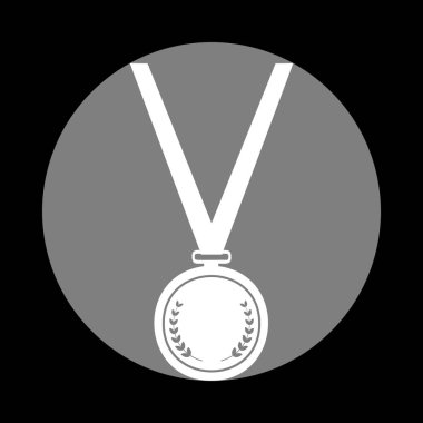 Madalya basit kayıt. Siyah arka plan, gri daire içinde beyaz simgesi