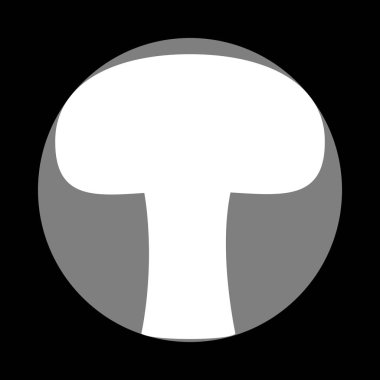 Mantar basit kayıt. Siyah backgro, gri daire içinde beyaz simgesi