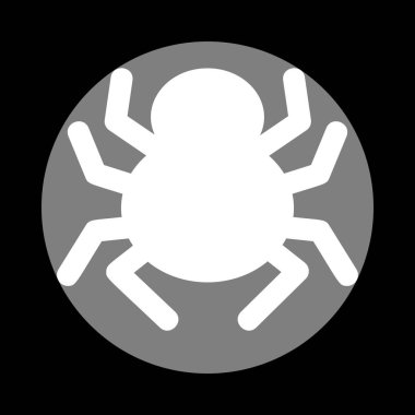 Örümcek işareti illüstrasyon. Siyah bac, gri daire içinde beyaz simgesi