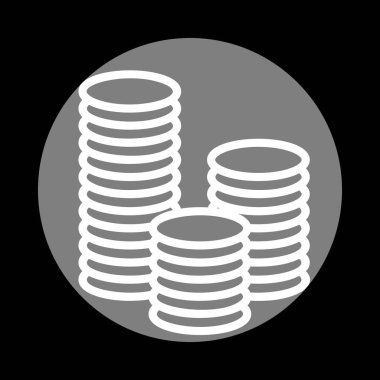 Para işareti illüstrasyon. Siyah arka gri daire içinde beyaz simgesi