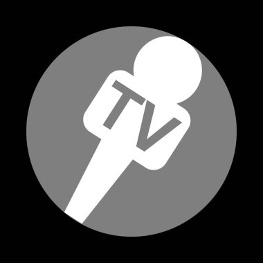 TV mikrofon işaret illüstrasyon. Bl, gri daire içinde beyaz simgesi