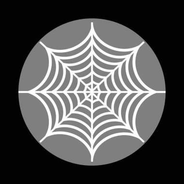 Örümcek web çizimi üzerinde. Siyah b gri daire içinde beyaz simgesi