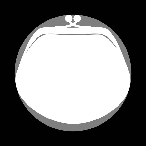 Ilustração do sinal da bolsa. Ícone branco no círculo cinza na parte traseira preta — Vetor de Stock