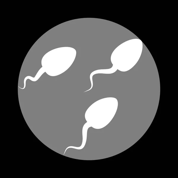Σπερματοζωάρια υπογράφουν εικονογράφηση. Λευκό εικονίδιο στο γκρι κύκλο στο μαύρο bac — Διανυσματικό Αρχείο