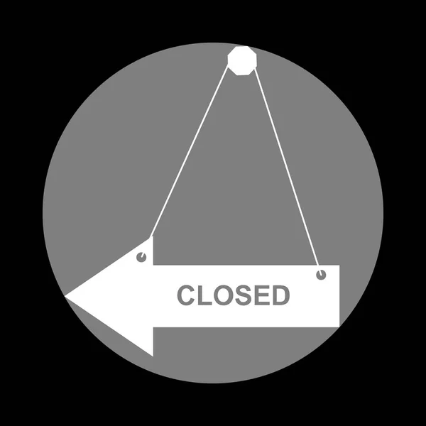 Ilustrasi tanda tertutup. Ikon putih dalam lingkaran abu-abu pada bac hitam - Stok Vektor