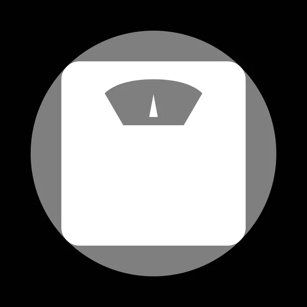 Badezimmerwaage. weißes Symbol im grauen Kreis auf schwarzem Hintergrund — Stockvektor