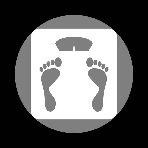 Signo de baño. Icono blanco en círculo gris en el fondo negro — Vector de stock