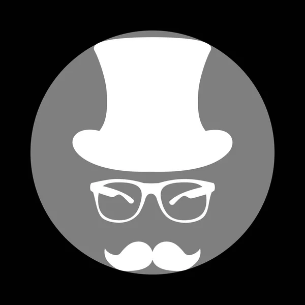 Diseño de accesorios Hipster. Icono blanco en círculo gris en negro b — Vector de stock