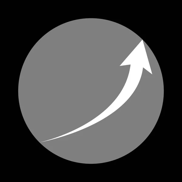 Sinal de seta crescente. Ícone branco no círculo cinza no backgroun preto — Vetor de Stock