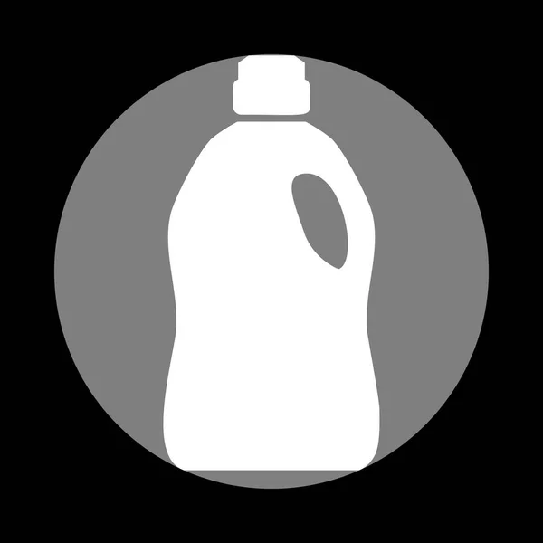 Plastic bottle for cleaning. White icon in gray circle at black — Stock Vector