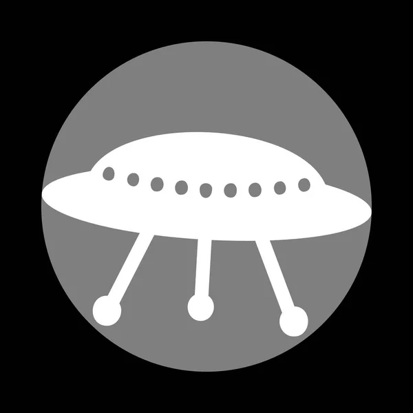 UFO egyszerű jel. Szürke kört a fekete háttér fehér ikon. — Stock Vector