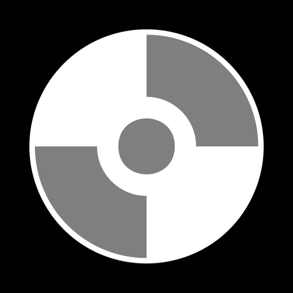 Segno di CD o DVD vettoriale. Icona bianca in cerchio grigio sul retro nerogr — Vettoriale Stock