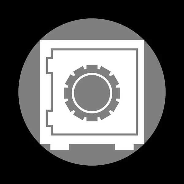 Signo seguro ilustración. Icono blanco en círculo gris en el respaldo negro — Vector de stock