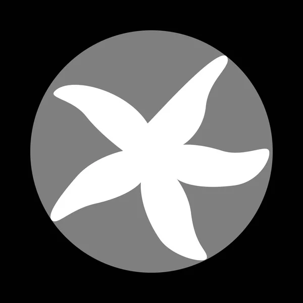 Σύμβολο αστέρι στη θάλασσα. Λευκό εικονίδιο στο γκρι κύκλο στο μαύρο φόντο. CI — Διανυσματικό Αρχείο