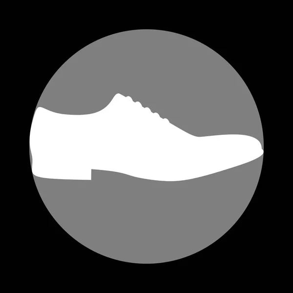 Pánská obuv podepsat. Bílá ikona v šedém puntíku na černém pozadí. C — Stockový vektor