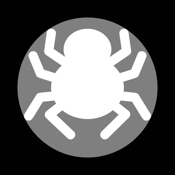 Ілюстрація знака павука. Біла ікона в сірому колі на чорному фоні — стоковий вектор