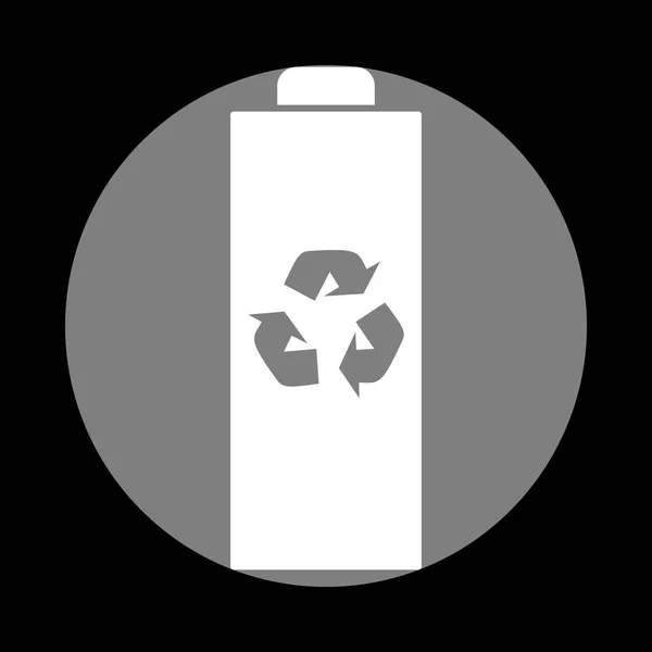 Battery recycle sign illustration. White icon in gray circle at — Stock Vector