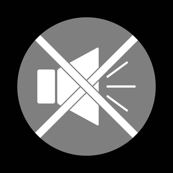 Illustration de signe sonore avec marque muette. Icône blanche en circl gris — Image vectorielle