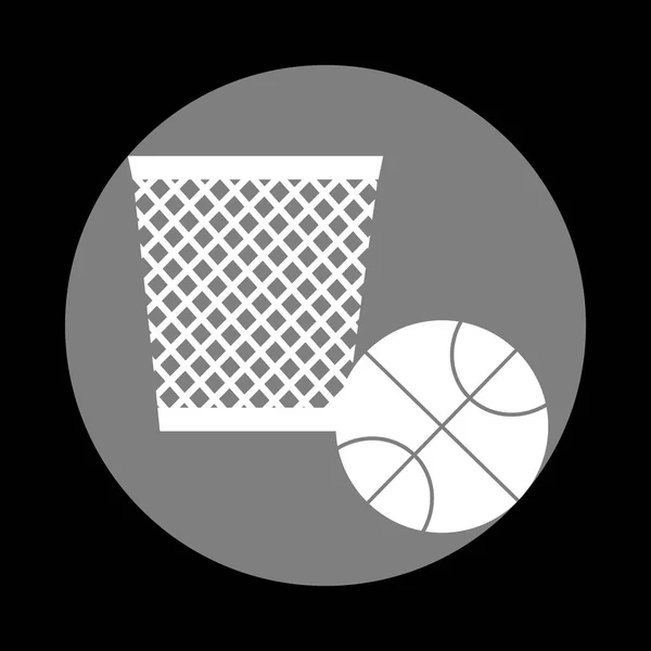 Ilustração do sinal do lixo. Ícone branco no círculo cinza na parte traseira preta — Vetor de Stock