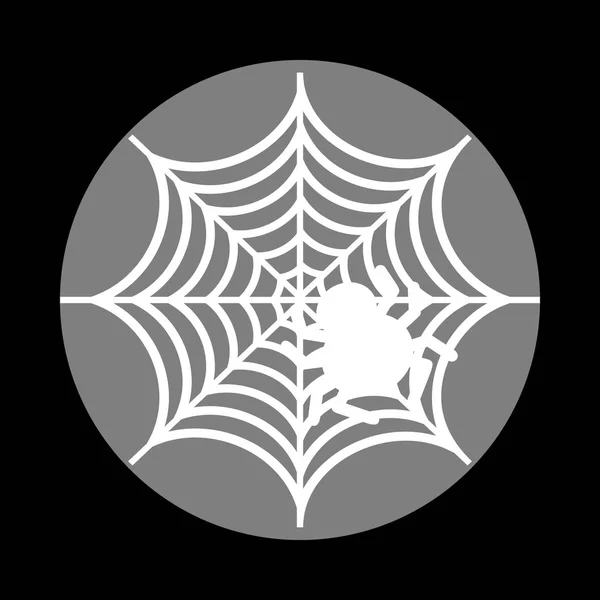 Αράχνη για το web εικόνα λευκό εικονίδιο στο γκρι κύκλο στο μαύρο ΒΑ — Διανυσματικό Αρχείο