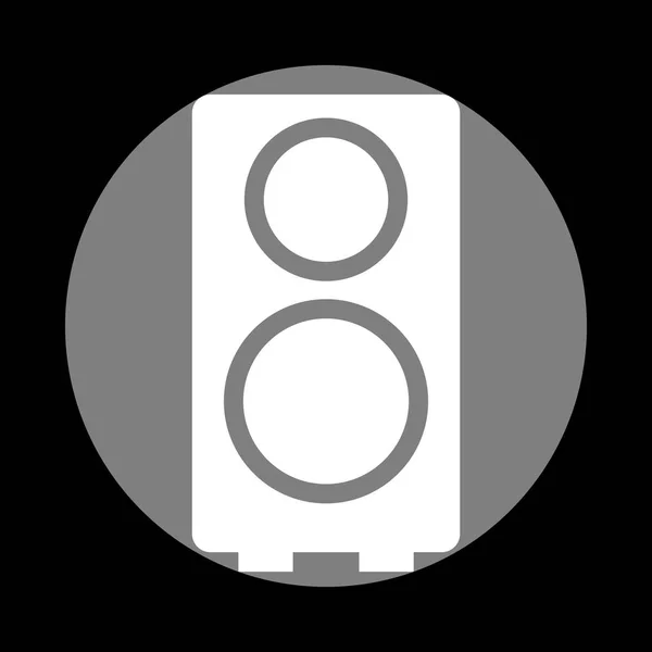 Hoparlör illüstrasyon işareti. Siyah ba, gri daire içinde beyaz simgesi — Stok Vektör
