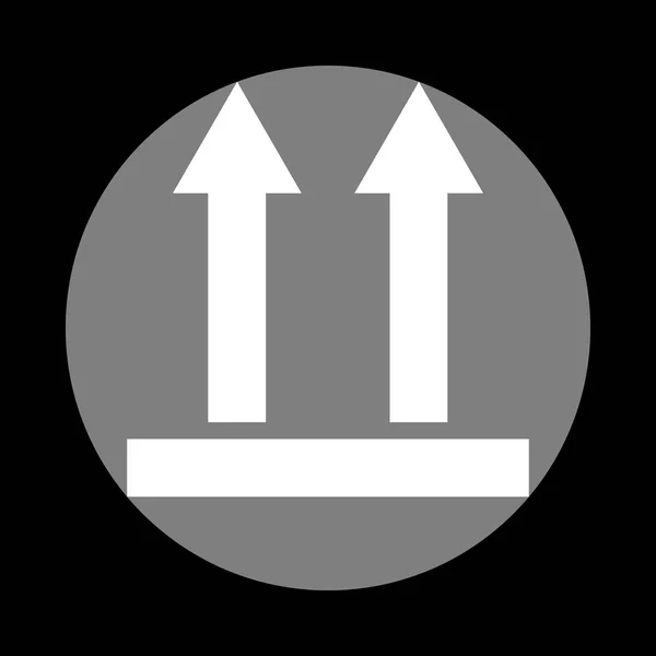 Logistiska tecken på pilarna. Vit ikon i grå cirkel på svart rygg — Stock vektor