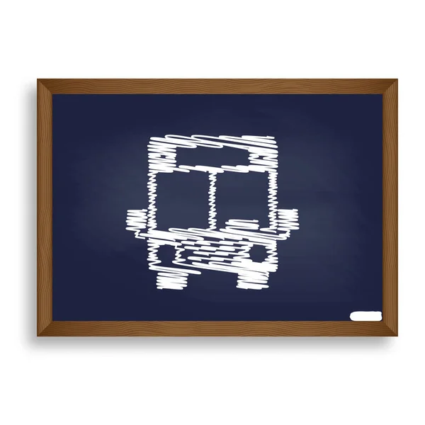 Ilustración de señal de autobús. Icono de tiza blanca en el ingenio de la escuela azul — Vector de stock
