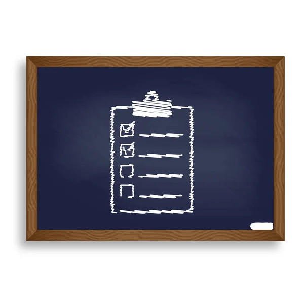 Checklist sign illustration. White chalk icon on blue school boa — Stock Vector