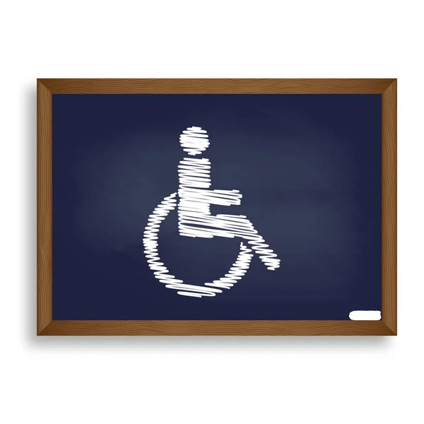 Disabled sign illustration. White chalk icon on blue school boar — Stock Vector