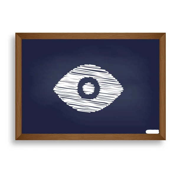 Eye sign illustration. White chalk icon on blue school board wit — Stock Vector