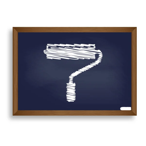 Ilustración de rótulos. Icono de tiza blanca en el tablero de la escuela azul — Vector de stock