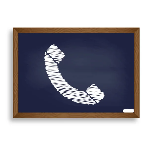 Phone sign illustration. White chalk icon on blue school board w — Stock Vector