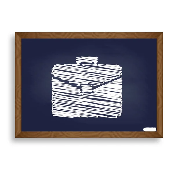 Briefcase sign illustration. White chalk icon on blue school boa — Stock Vector