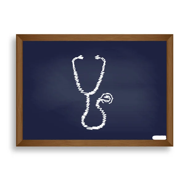 Stetoskop znak ilustracja. Kreda biały ikona na niebieski Szkoła b — Wektor stockowy
