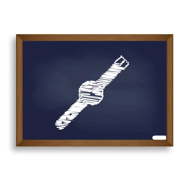 Regarder illustration de signe. Icône craie blanche sur conseil scolaire bleu w — Image vectorielle