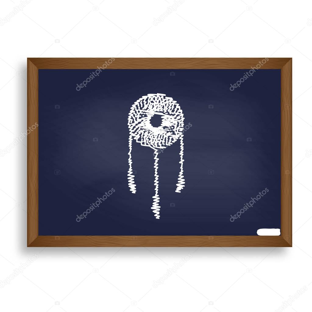 Dream catcher sign. White chalk icon on blue school board with s