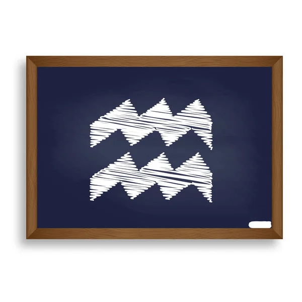 Ilustração sinal Aquarius. Ícone de giz branco no javali da escola azul — Vetor de Stock