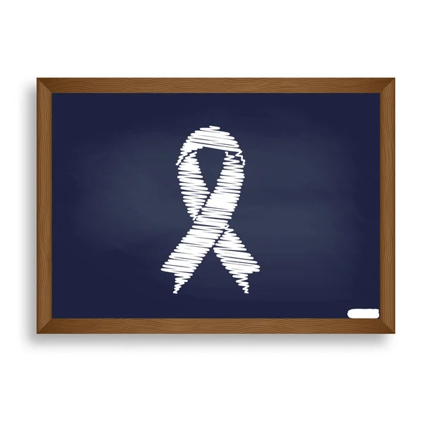 Black awareness ribbon sign. White chalk icon on blue school boa — Stock Vector