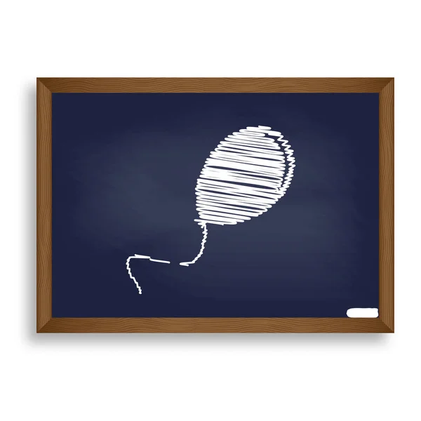 Ilustração sinal de balão. Ícone de giz branco na placa da escola azul — Vetor de Stock