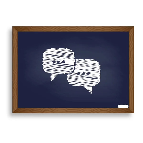 Speech bubbles sign. White chalk icon on blue school board with — Stock Vector