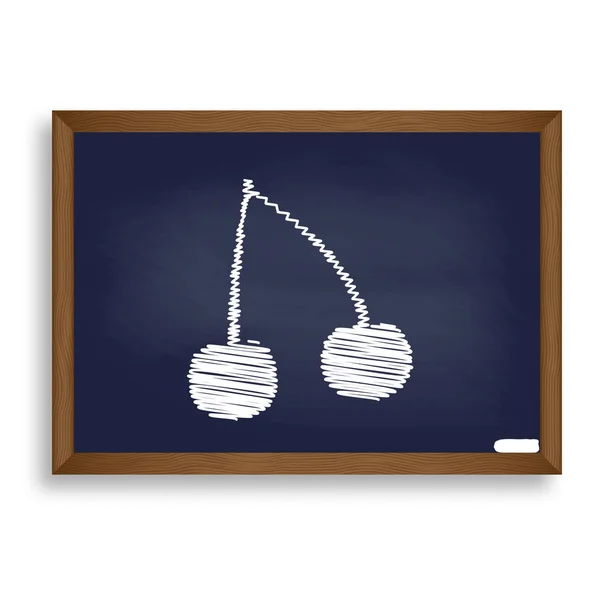 Signo de cereza ilustración. Icono de tiza blanca en el tablero de la escuela azul — Archivo Imágenes Vectoriales