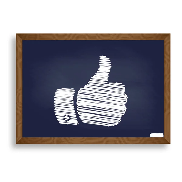 Hand sign illustration. White chalk icon on blue school board wi — Stock Vector