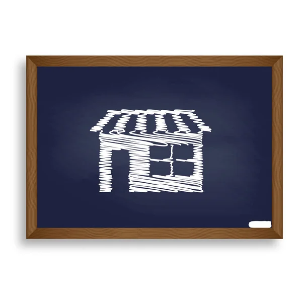 Store sign illustration. White chalk icon on blue school board w