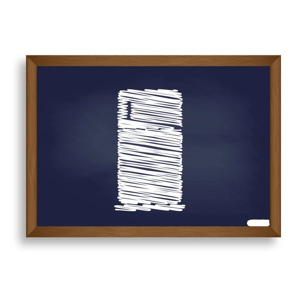 Ilustracja znak lodówka. Kreda biały ikona na niebieski szkoły — Wektor stockowy