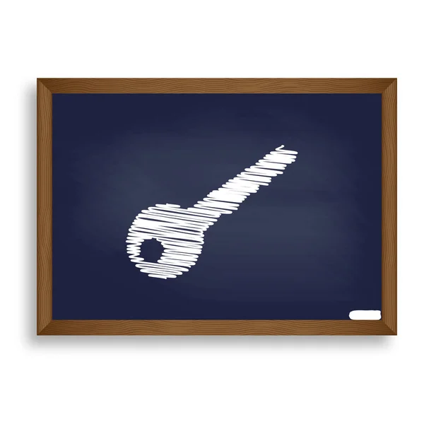 Illustration des signes clés. Icône craie blanche sur conseil scolaire bleu esprit — Image vectorielle